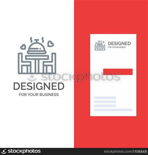 Dinner, Love, Wedding, Plate Grey Logo Design and Business Card Template