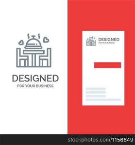 Dinner, Love, Wedding, Plate Grey Logo Design and Business Card Template
