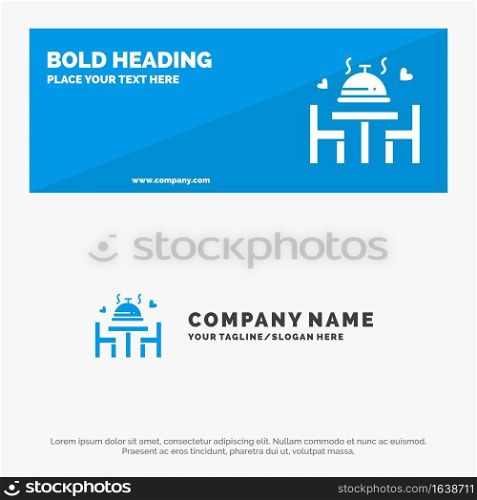 Dinner, Love, Wedding, Plate SOlid Icon Website Banner and Business Logo Template