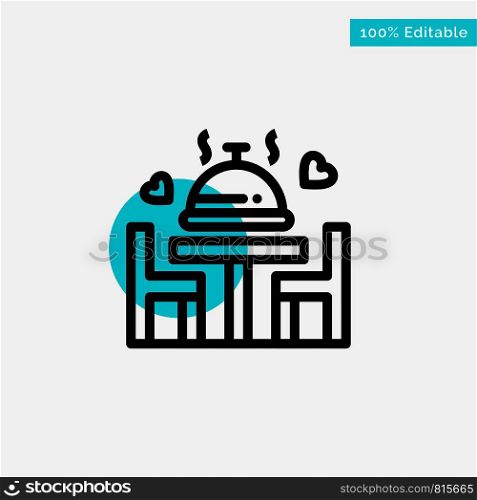 Dinner, Love, Wedding, Plate turquoise highlight circle point Vector icon