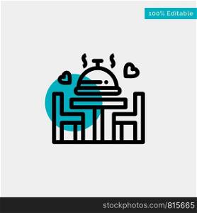 Dinner, Love, Wedding, Plate turquoise highlight circle point Vector icon