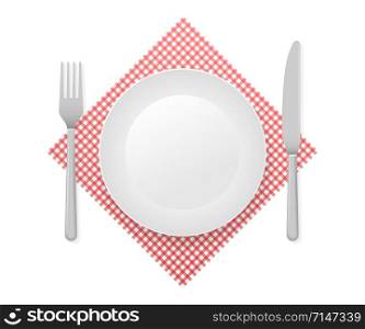 Dinner plate, knife and fork. Vector stock illustration. Dinner plate, knife and fork. Vector stock illustration.