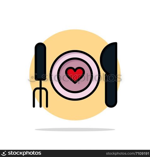 Dinner, Romantic, Food, Date, Couple Abstract Circle Background Flat color Icon
