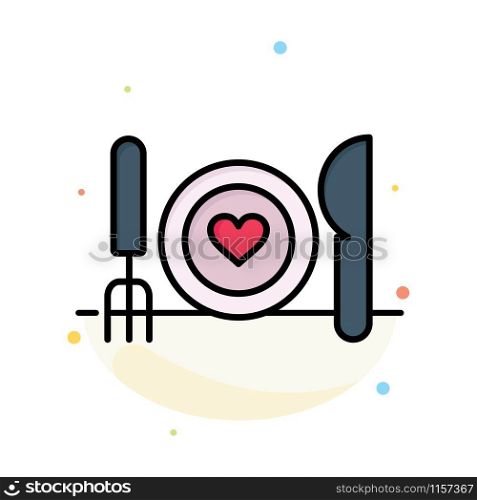 Dinner, Romantic, Food, Date, Couple Abstract Flat Color Icon Template