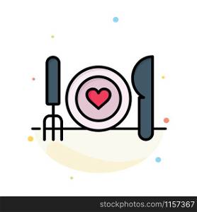 Dinner, Romantic, Food, Date, Couple Abstract Flat Color Icon Template