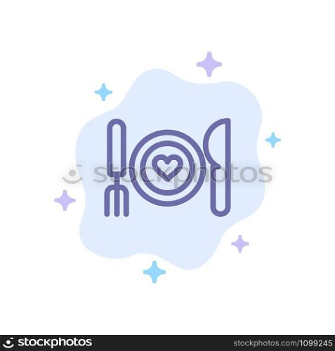 Dinner, Romantic, Food, Date, Couple Blue Icon on Abstract Cloud Background