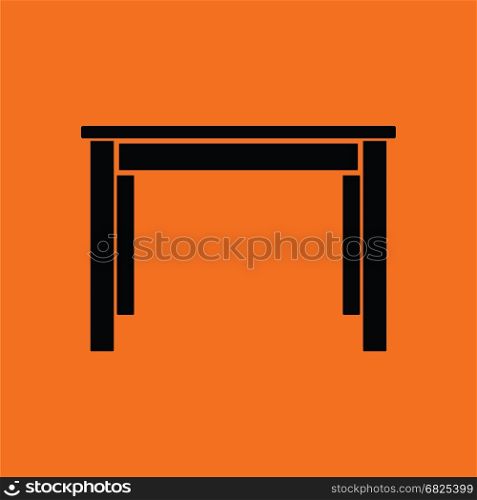 Dinner table icon. Orange background with black. Vector illustration.