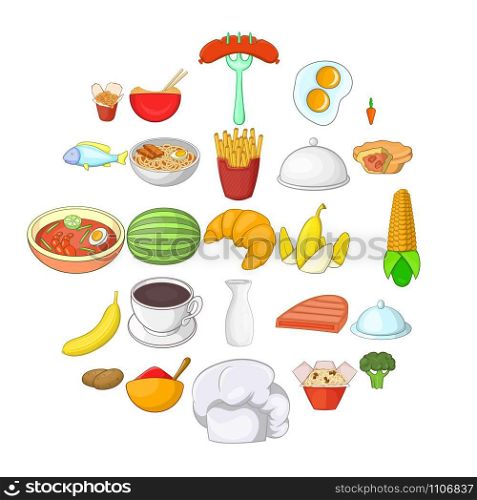 Dinnerware icons set. Cartoon set of 25 dinnerware vector icons for web isolated on white background. Dinnerware icons set, cartoon style
