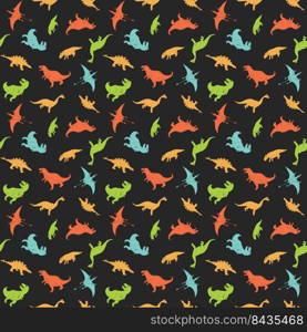 Dino Seamless Pattern, Cute Cartoon Hand Drawn Dinosaurs Doodles Vector Illustration.. Dino Seamless Pattern, Cute Cartoon Hand Drawn Dinosaurs Doodles Vector Illustration