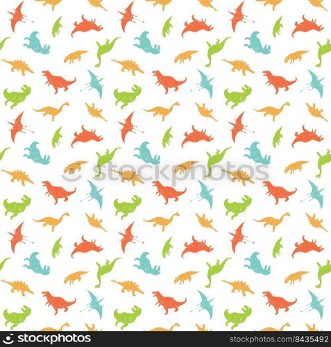 Dino Seamless Pattern, Cute Cartoon Hand Drawn Dinosaurs Doodles Vector Illustration.. Dino Seamless Pattern, Cute Cartoon Hand Drawn Dinosaurs Doodles Vector Illustration