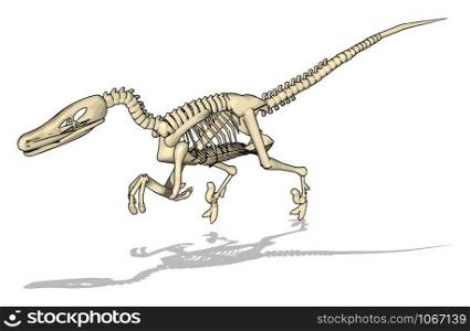 Dino skelet, illustration, vector on white background.