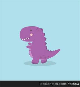 Dinosaur cartoon character. Cute little Dinosaur T-Rex monster vector illustration for kids, children&rsquo;s book, fairy tales, covers, baby shower invitation, card or party flag.