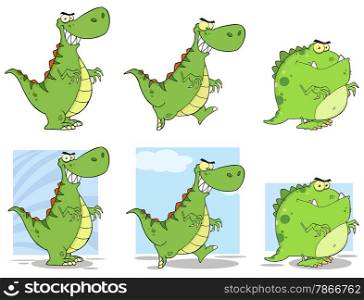 Dinosaur Cartoon Characters 1. Collection Set