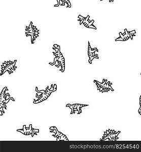 dinosaur dino animal cute vector seamless pattern thin line illustration. dinosaur dino animal cute vector seamless pattern