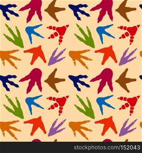 Dinosaur footprints vector seamless pattern. Background with color footprins animal, illustration of dinosaur footprints. Dinosaur footprints vector seamless pattern