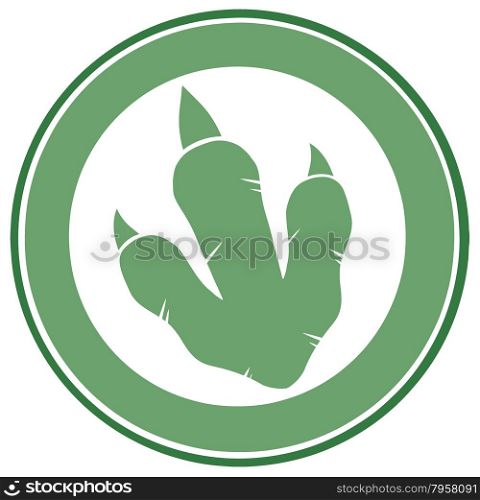 Dinosaur Green Footprint Circle Label Design