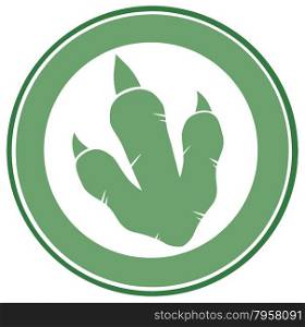 Dinosaur Green Footprint Circle Label Design