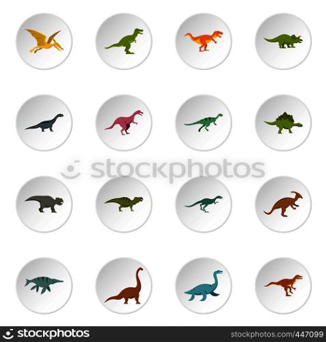 Dinosaur icons set in flat style isolated vector icons set illustration. Dinosaur icons set in flat style