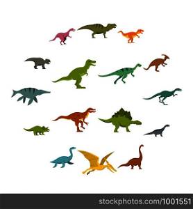 Dinosaur icons set in flat style isolated vector illustration. Dinosaur icons set in flat style
