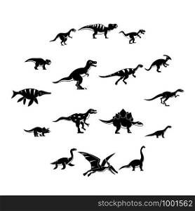 Dinosaur icons set. Slimple illustration of 16 dinosaur vector icons for web. Dinosaur icons set, simple style