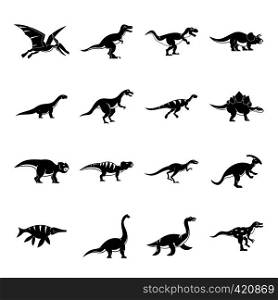 Dinosaur icons set. Slimple illustration of 16 dinosaur vector icons for web. Dinosaur icons set, simple style