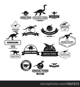 Dinosaur logo icons set. Simple illustration of 16 dinosaur logo vector icons for web. Dinosaur logo icons set, simple style