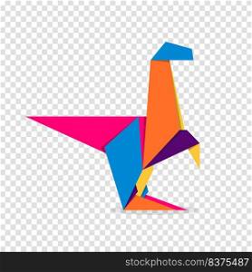 Dinosaur origami. Abstract colorful vibrant dinosaur logo design. Animal origami. Vector illustration