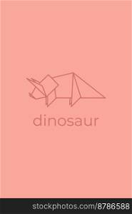 dinosaur origami. Abstract line art dinosaur logo design. Animal origami. Animal line art. Pet shop outline illustration. Vector illustration