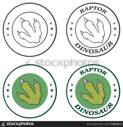 Dinosaur Paw Circle Logo Design With Text. Collection Set.