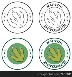 Dinosaur Paw Circle Logo Design With Text. Collection Set.