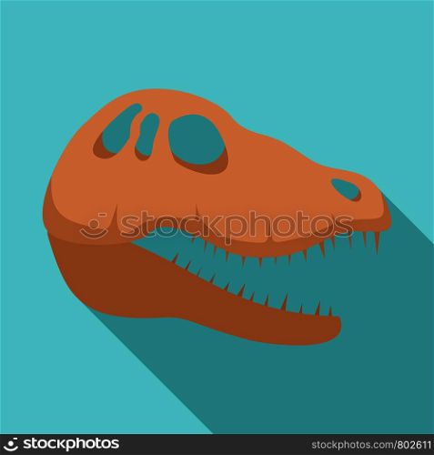 Dinosaur skull head icon. Flat illustration of dinosaur skull head vector icon for web design. Dinosaur skull head icon, flat style