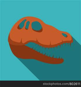 Dinosaur skull head icon. Flat illustration of dinosaur skull head vector icon for web design. Dinosaur skull head icon, flat style