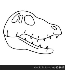 Dinosaur skull head icon. Outline dinosaur skull head vector icon for web design isolated on white background. Dinosaur skull head icon, outline style