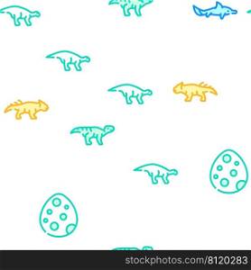 Dinosaur Wild Animal Vector Seamless Pattern Color Line Illustration. Dinosaur Wild Animal Vector Seamless Pattern