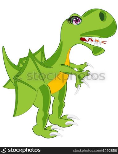 Dinosaur with wing. Prehistorical reptile dinosaur on white background is insulated