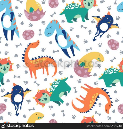 Dinosaurs seamless pattern for kids, Creative vector childish background