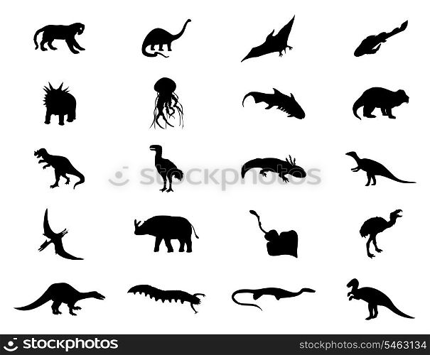 Dinosaurs. Silhouettes of dinosaurs of black colour. A vector illustration