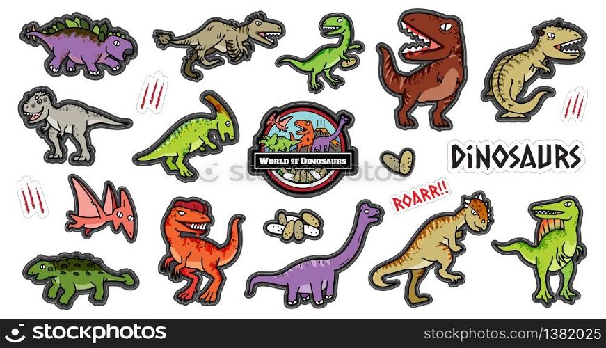 Dinosaurus character design cartoon set.