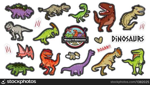 Dinosaurus character design cartoon set.