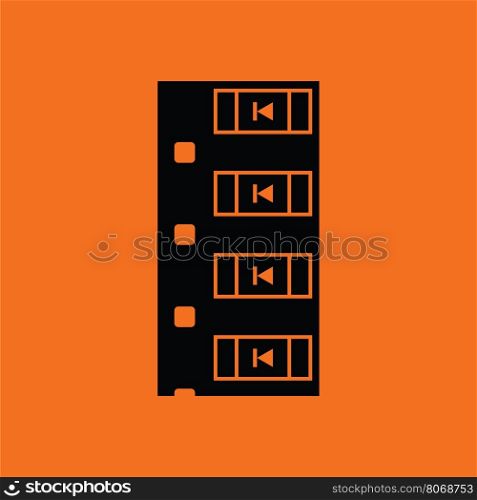 Diode smd component tape icon. Orange background with black. Vector illustration.