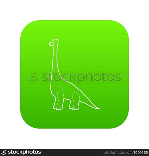Diplodocus icon green vector isolated on white background. Diplodocus icon green vector