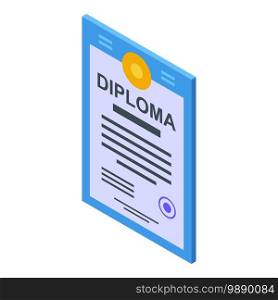 Diploma assignment icon. Isometric of diploma assignment vector icon for web design isolated on white background. Diploma assignment icon, isometric style