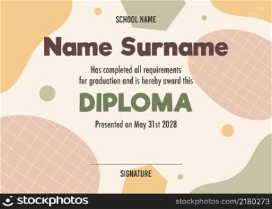 Diploma certificate concept template, with abstract background illustrations. vector