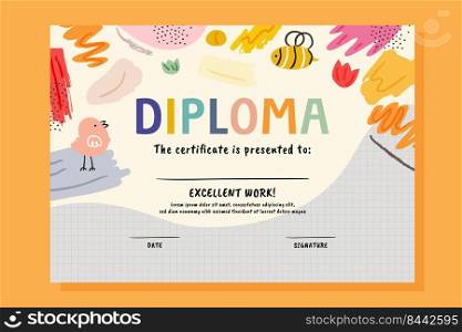 diploma certificate for children kids theme