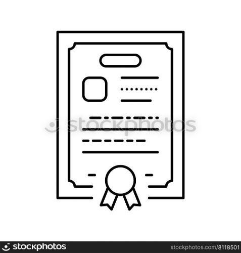 diploma certificate line icon vector. diploma certificate sign. isolated contour symbol black illustration. diploma certificate line icon vector illustration