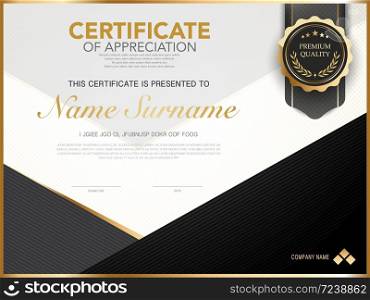 diploma certificate template black and gold color with luxury and modern style vector image, suitable for appreciation. Vector illustration.
