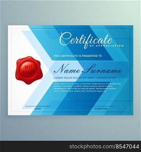 diploma certificate template made with abstract blue shapes