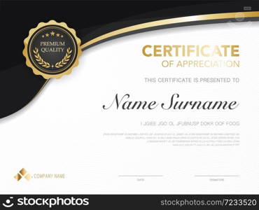 diploma certificate template red and gold color with luxury and modern style vector image, suitable for appreciation. Vector illustration.