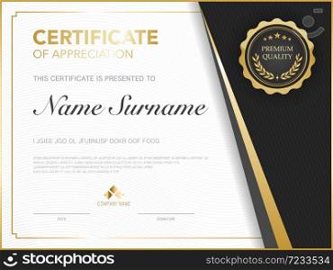 diploma certificate template red and gold color with luxury and modern style vector image, suitable for appreciation. Vector illustration.