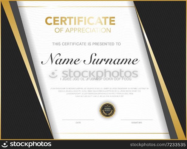 diploma certificate template red and gold color with luxury and modern style vector image, suitable for appreciation. Vector illustration.